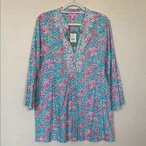 Lilly Pulitzer Pink, Blue and Green “Lobstah Roll” Print Tunic
